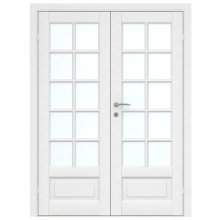 Massiv hvidmalet dobbelt glasdør 2 x 72,5 x 204 cm